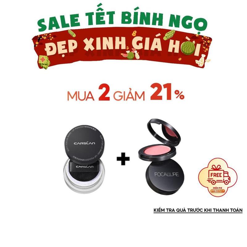  Combo Má Hồng 2.8g FOCALLURE + Phấn Phủ Kiềm Dầu Carslan – Da Tươi Tắn Mịn Màng Khô Thoáng Suốt Ngày 