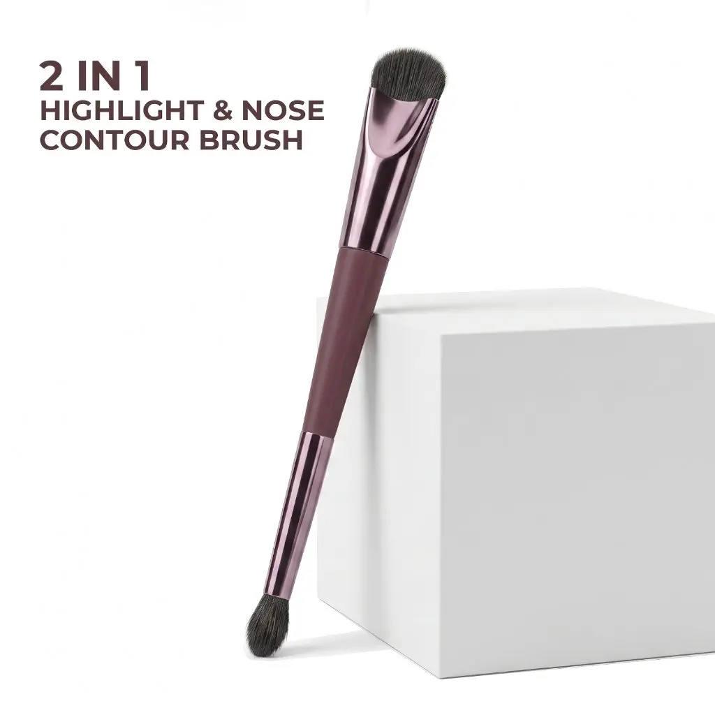 Shading Brush Wajah 2 IN 1 Kuas Makeup Ujung Ganda untuk Highlight & Nose Contour -BR-4154