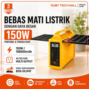 Pembangkit Listrik 150W 220V Portable Power Station  , Solar Generator AC/USB/PD/LED untuk Camping & Darurat, Panel Surya