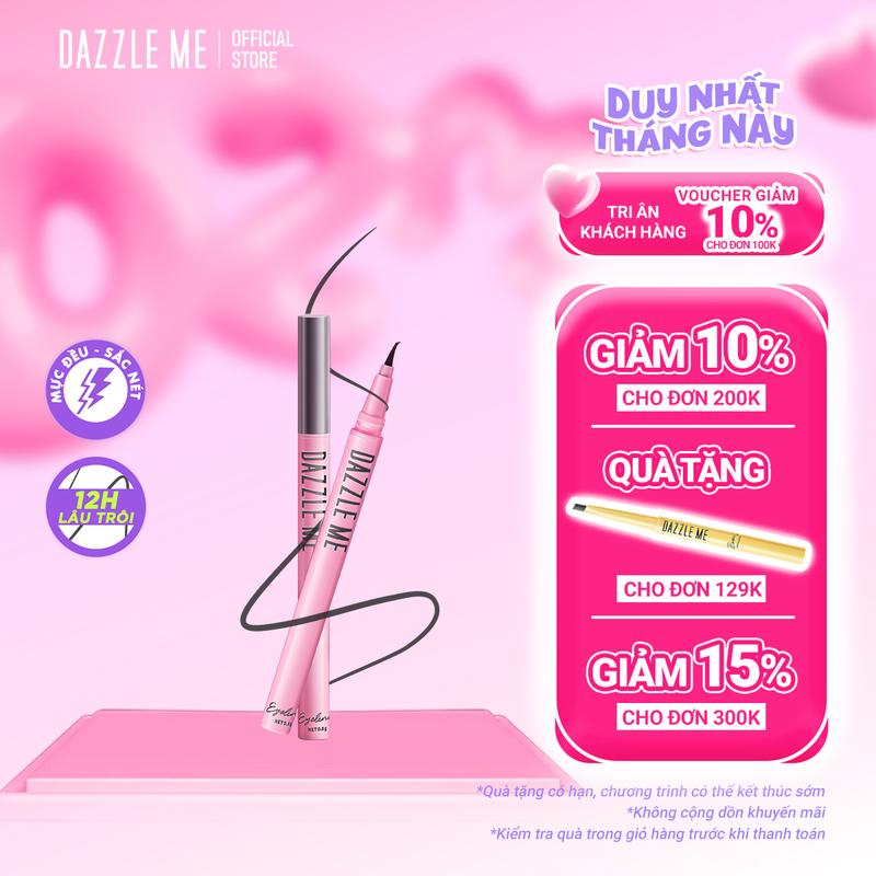 DAZZLE ME Bút Kẻ Mắt Dạng Lỏng Không Thấm Nước Trang Điểm Mắt Chống Lem Trôi Hold On Waterproof Eyeliner 0.8g Cosmetic Mỹ Phẩm