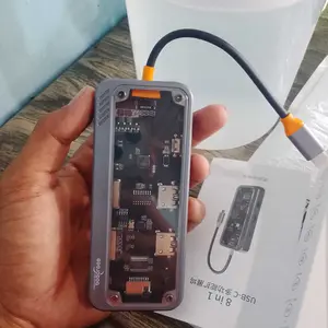 【GOOJODOQ】USB Type C Hub to USB 3.0 HDMI 4K PD 100W Card Reader WiWU Transparan 10-in-1 Adapter Dongle