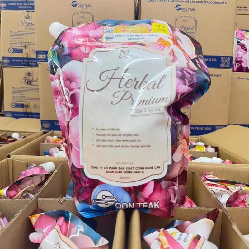    Trợ Giá sỉ  - Thùng 4 túi 12 Lít Nước giặt xả 2in1 HERBAL Premium hương nước hoa 