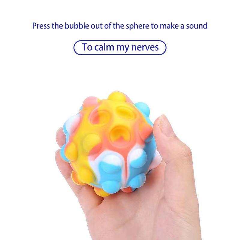 Product Introduction of 2pcs Rainbow Ball Push Bubble Antistress Cube Decompression Toys Squeeze 3D Elastic Ball Stress Relief Sensory Toy For Kids Gift 12