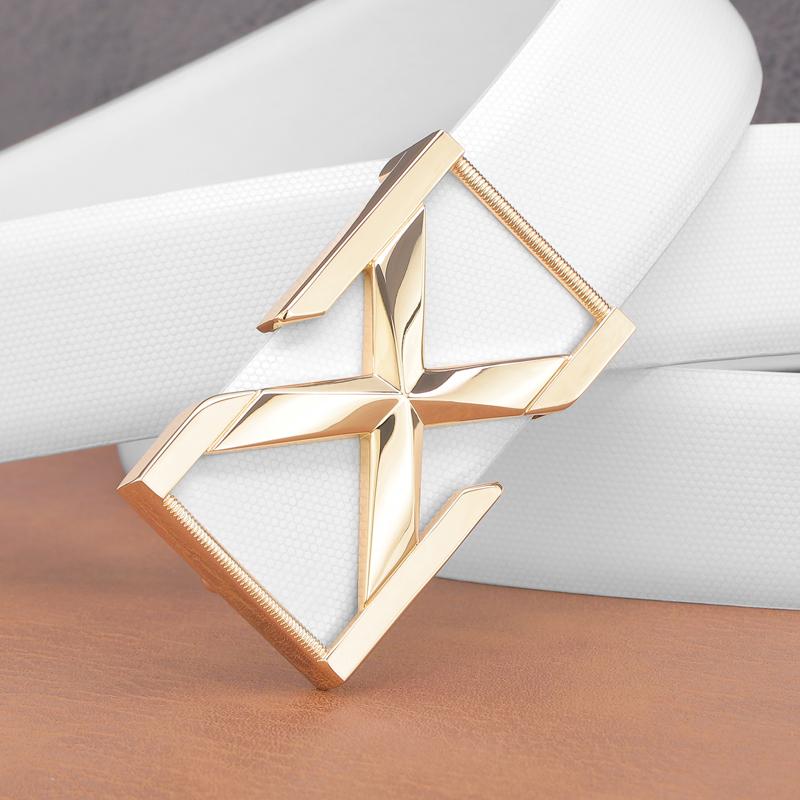 Thắt Lưng Trắng, Thời Trang, Dành Cho Nam Giới, Khóa Trượt Chữ X, Chiều Rộng 3,3Cm, Thiết Kế Wdie, Dây Đeo Thắt Lưng Thường Ngày Chất Lượng Cao