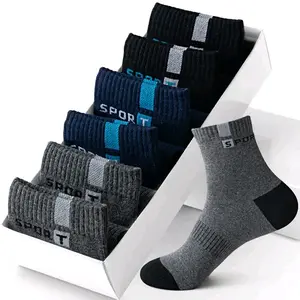 (New Sport) Paket 12 Pasang Kaos Kaki Sport Pria Wanita Dewasa Pendek3/4 Motif Katun Tebal Halus Lembut Hitam Unisex Cowok