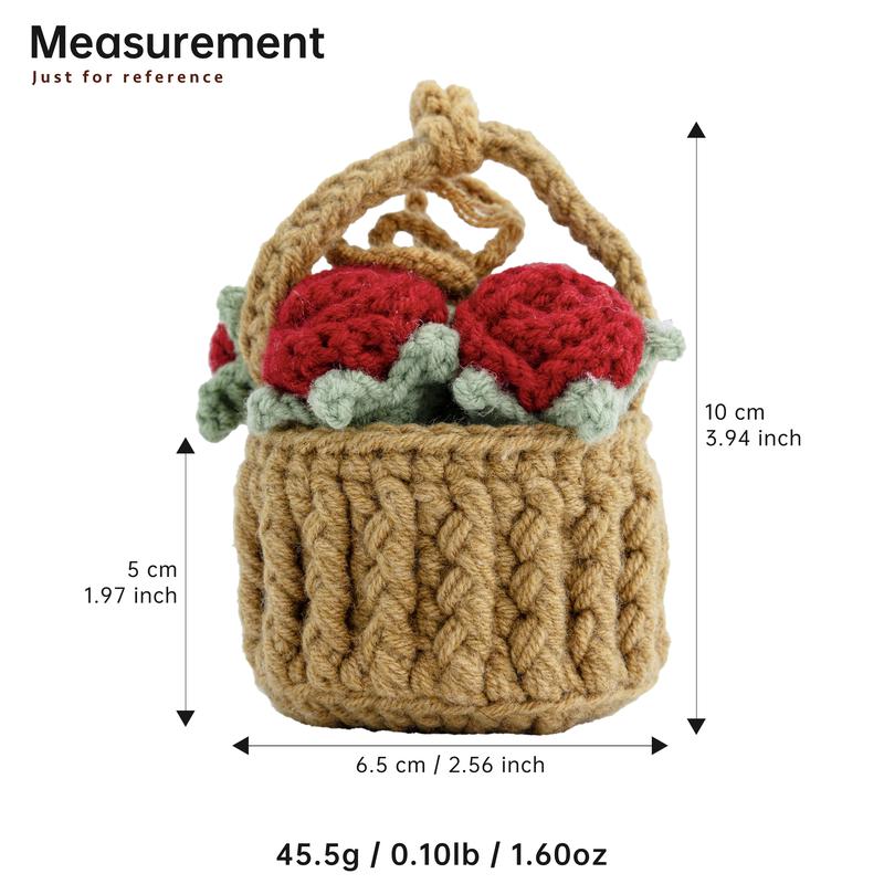 YSHomy Crochet Car Hanging with Crochet Flower Basket for Car Decor, Crochet Sunflower Rose Basket Hanging for Car Mirror 4