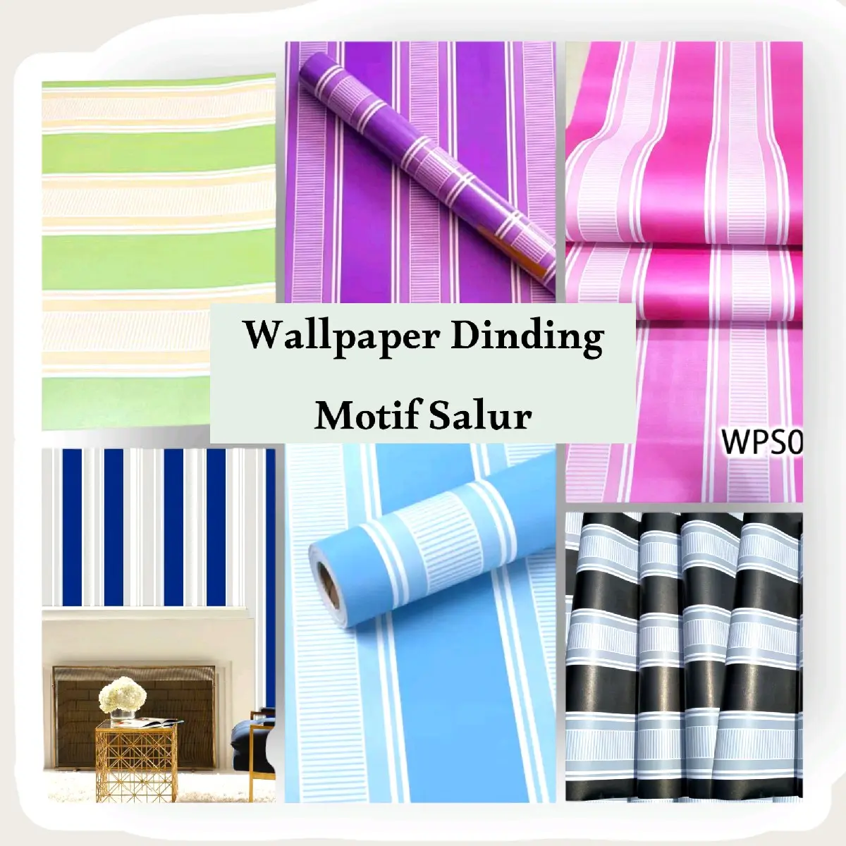 Wallpaper Dinding Kamar Motif Salur Pvc Kertas Stiker