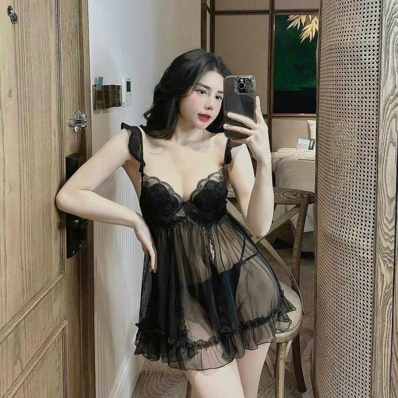 Vây 2 dây phối bèo tiểu thư xẻ tà trước sexy quến rũ -Yuly sp1949- 3