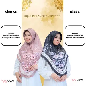 VAVA Hijab - Halwa Jilbab Instan Bergo Motif Printing Jersey Premium CROWN - Mahkota Muslim Kerudung Wanita Dewasa Panjang Khimar Syar'i Renda Cantik