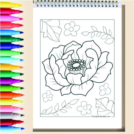 Flowers Coloring Book Cozy Book Adult Buku Mewarnai Remaja Dewasa Spiral Kertas Tebal Tema Bunga 6