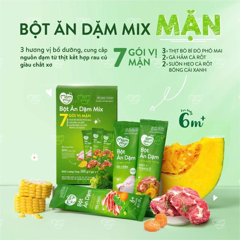 Bột ăn dặm Mămmy Mix 7gói vị mặn,7 gói vị ngọt 140g