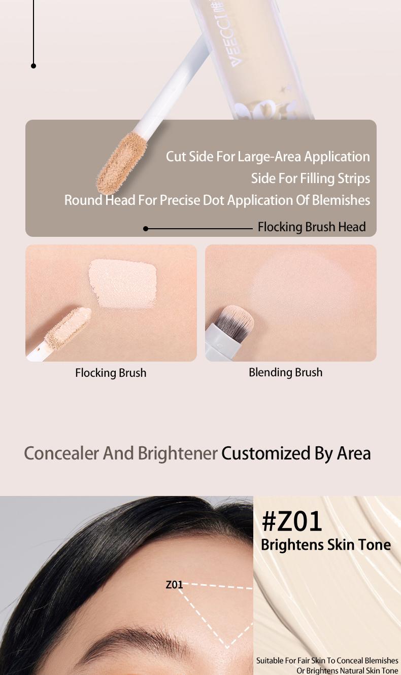 Product Introduction of VEECCI 2 in 1 Concealer & Brush Full Coverage Concealer Waterproof & Sweatproof Liquid Concealer Long Lasting Face Cosmetic 17