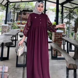 RAYYA DRESS KNIT MIX BY ZEAPA.CHIC gamis knit limited stock muslim  Wanita kancing gold hidup