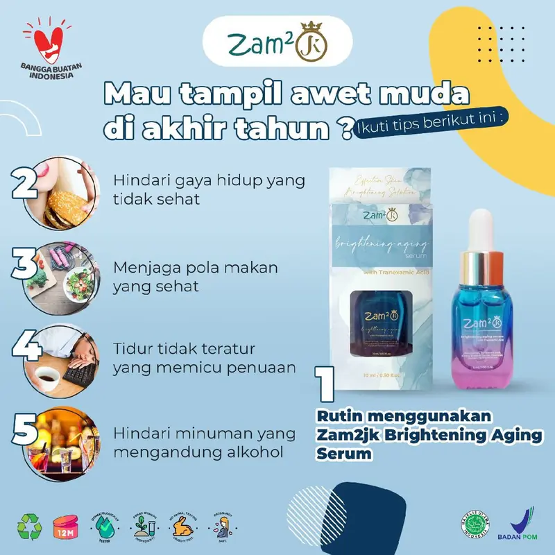 ZAM2JK SERUM WAJAH ZAMZAMJK BPOM  Perawatan WAJAH SERTA MEMUTIHKAN SEKALIGUS Pencerah 1