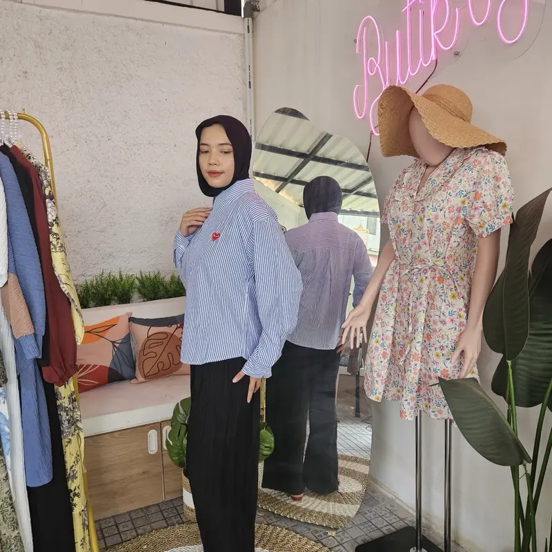 Celana Kulot Plisket Wanita Casual Bawahan Muslim - Nyaman dan Modis - Panjang (Ready Warna Black and Pink) 1