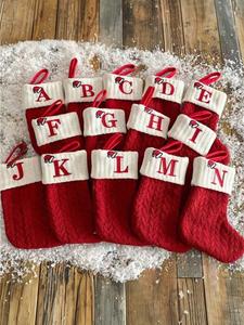 Calcetines de punto con monograma, pequeños calcetines de Navidad colgantes para chimenea, 1 pieza para decoración. Suministros para regalos de favores de fiesta de Año Nuevo, calcetín con inicial personalizada.