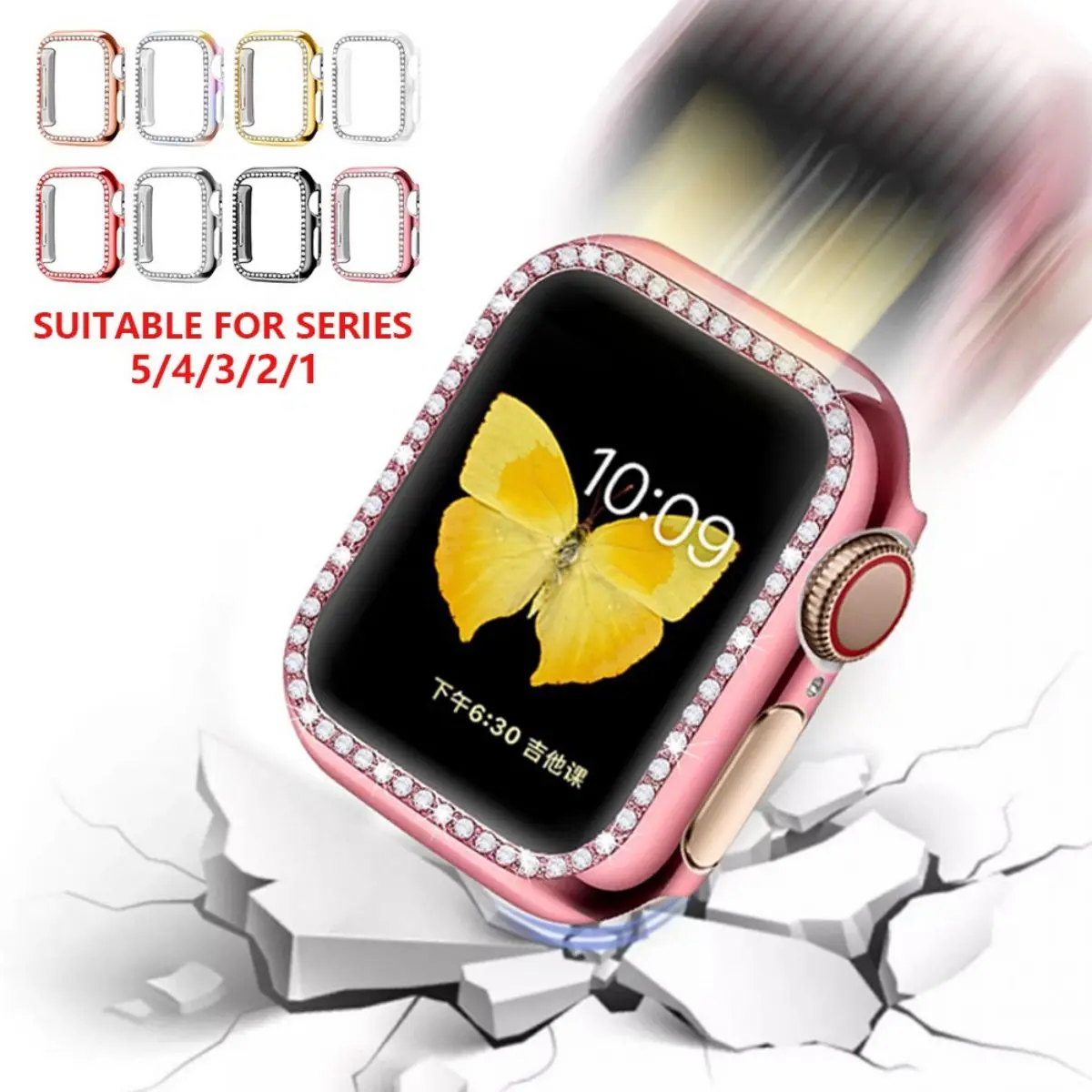 Diamond Bumper Protective Case for S9mini Apple Watch Cover Series 7 6 SE 543 41MM 44mm 45mm Smart Bracelet Accessories