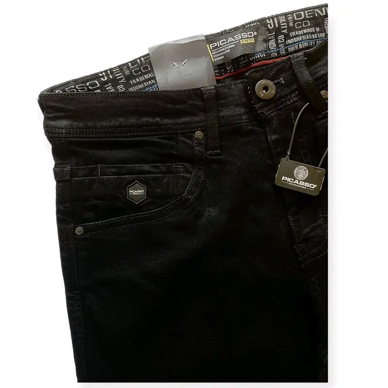 Picasso Denim - Celana Jeans Pria Straight Fit Jeans Stretch Deep Black Branded 3