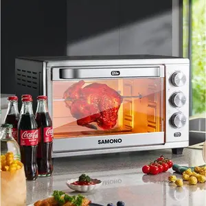 SAMONO 110202 Oven SW-EOS30 Baru Silver 30L dengan Fungsi Roti dan Roast Kapasitas 30L Daya 300W Bahan Stainless Tahan Karat Garpu Panggangan Ayam