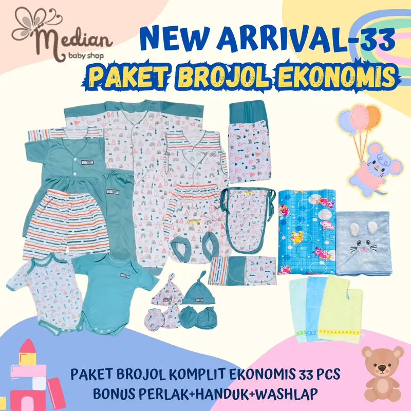 NEW ARRIVAL - PAKET BROJOL 33 Pcs SUPER LENGKAP EKONOMIS Melahirkan Bayi Baru Lahir Set kado Lembut Nyaman 8