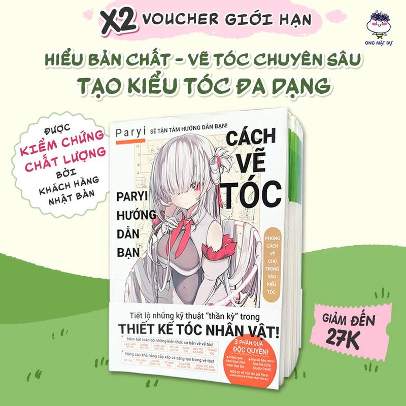 Sách Vẽ Tóc - 152 Trang Kiến Thức Từ Cơ Bản Đến Sáng Tạo Tóc - Tác Giả Paryi x Ong Mặt Bự