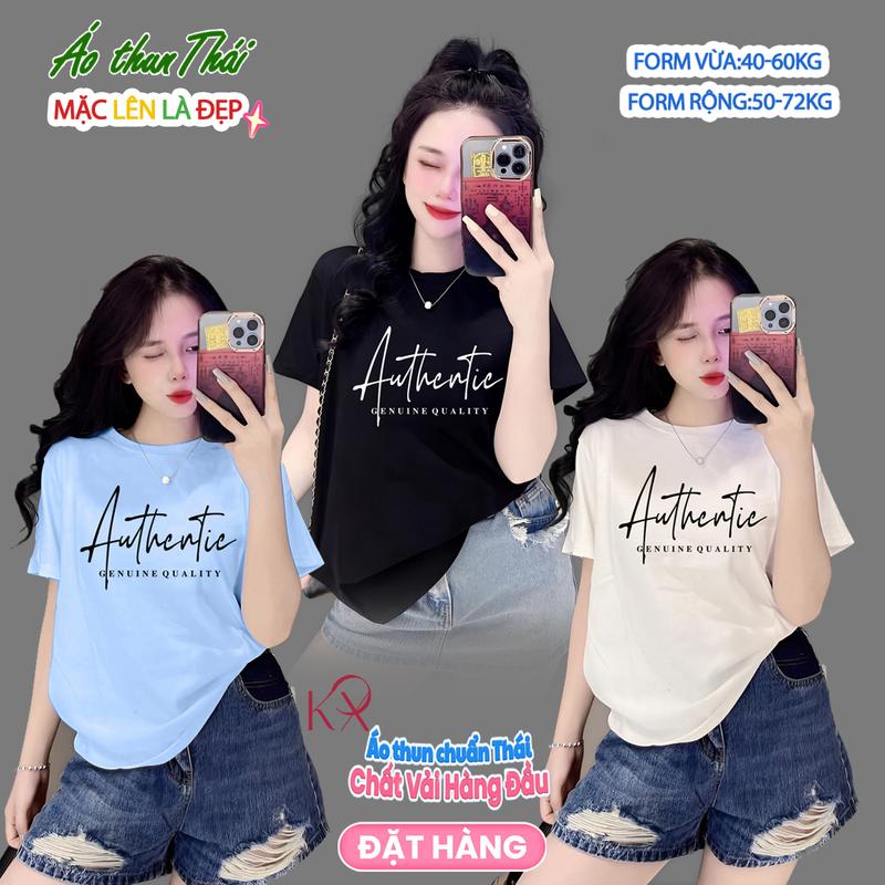  Áo Thun Thái Nữ  Mã A77  Authen-Form vừa 40~60kg Form rộng 50-72kg Áo Cổ Tròn Top Women Cotton mềm mịn mát 