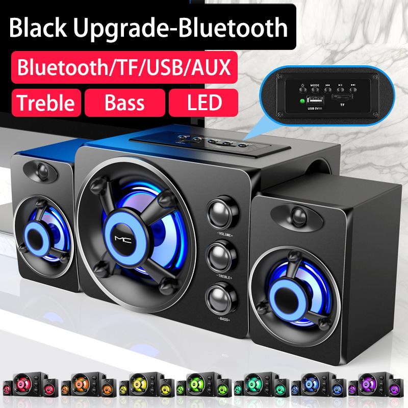 Loa âm thanh nổi 3D HIFI đầy màu sắc, đèn LED nặng, AUX, USB, có dây, không dây, Bluetooth , Âm thanh, rạp hát gia đình, loa dạng thanh vòm, TV Củ Loa Nghe Nhạc 7