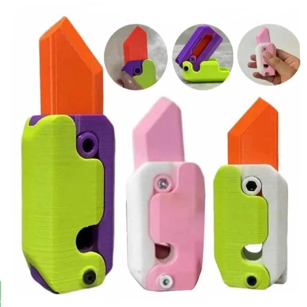 3D Gravity Carrot Knife Carrot Joke Trick Toy Retractable Knives Magic Toy Prop False Trick Decompression Toy Fake Kids Children Child Waterproof