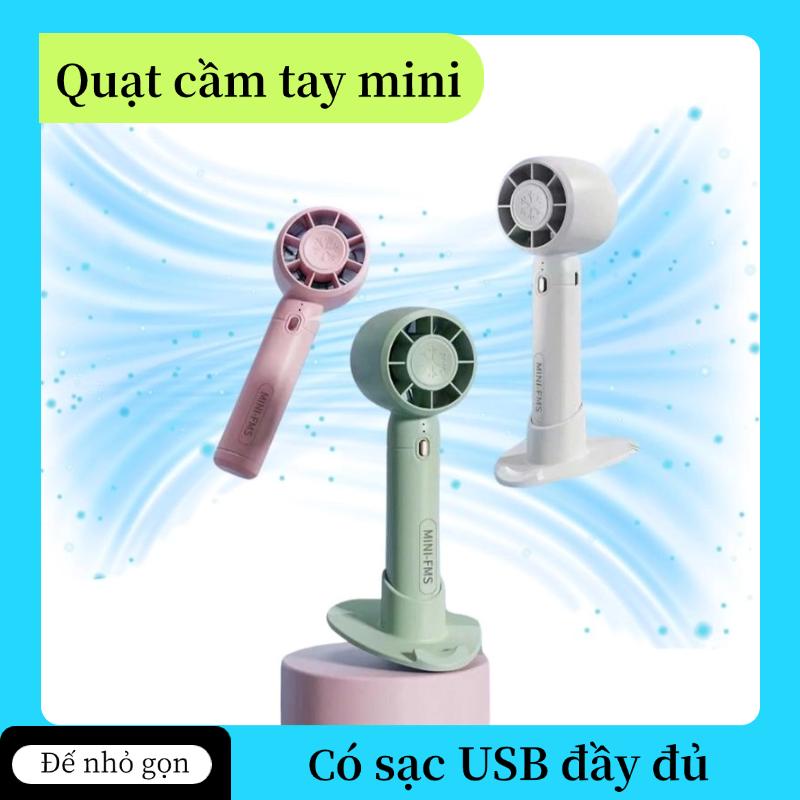 Quat tich dien mini cầm tay - Có giá đỡ điện thoại, quạt cắm trại siêu êm, tặng kèm phụ kiện sạc, quạt du lịch/bàn/sự kiện sạc USB