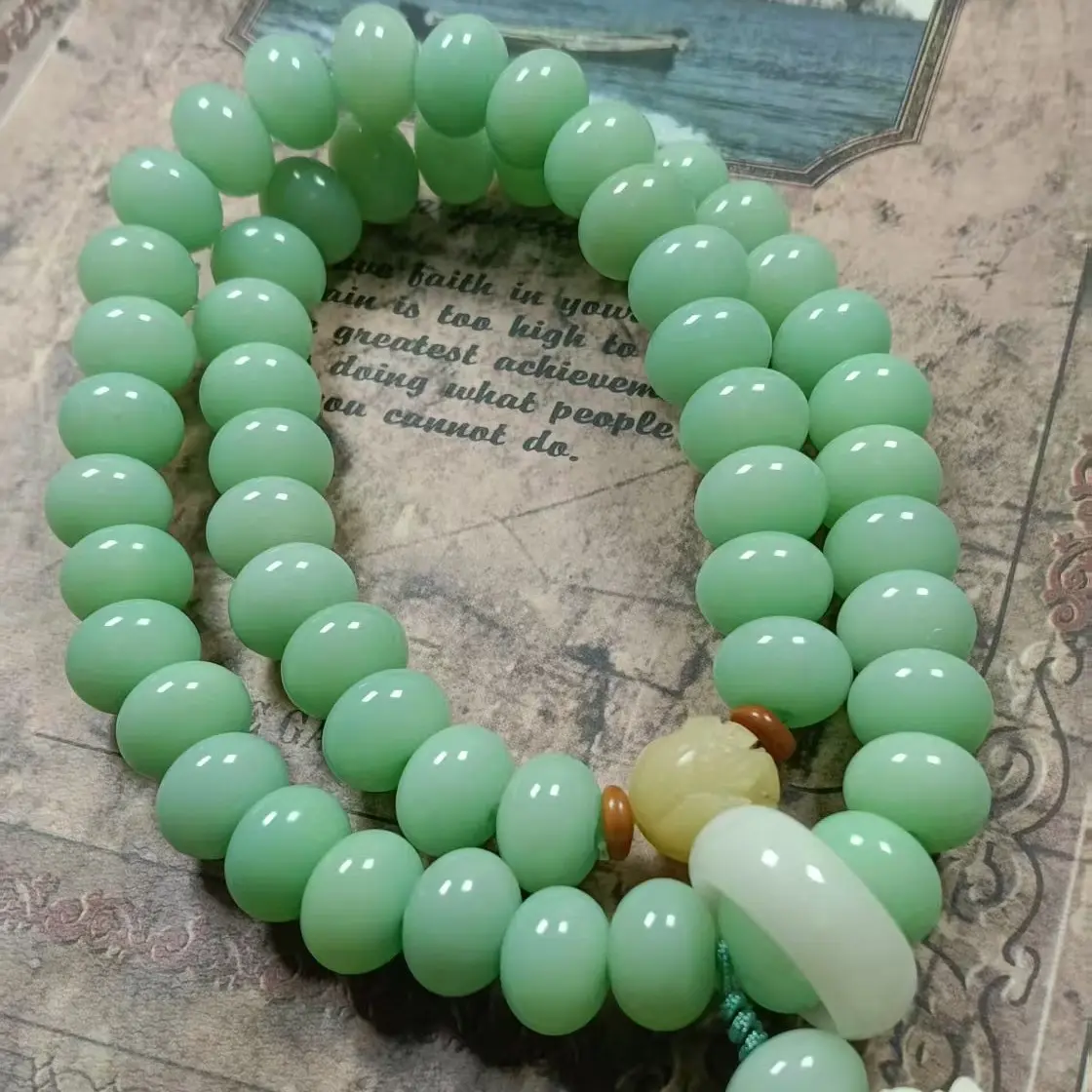 Green abacus beads natural bodhi multi-circle bracelet hand-held men and women bodhi seeds Buddhist beads rosary play bracelet