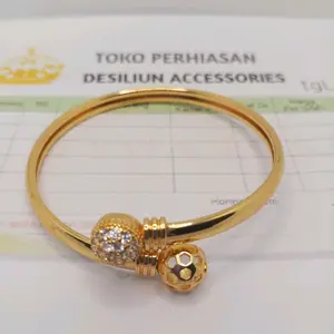 Gelang emas bangle Dua Bola fashion wanita Anti alergi anti karat dan luntur fre surat dari toko