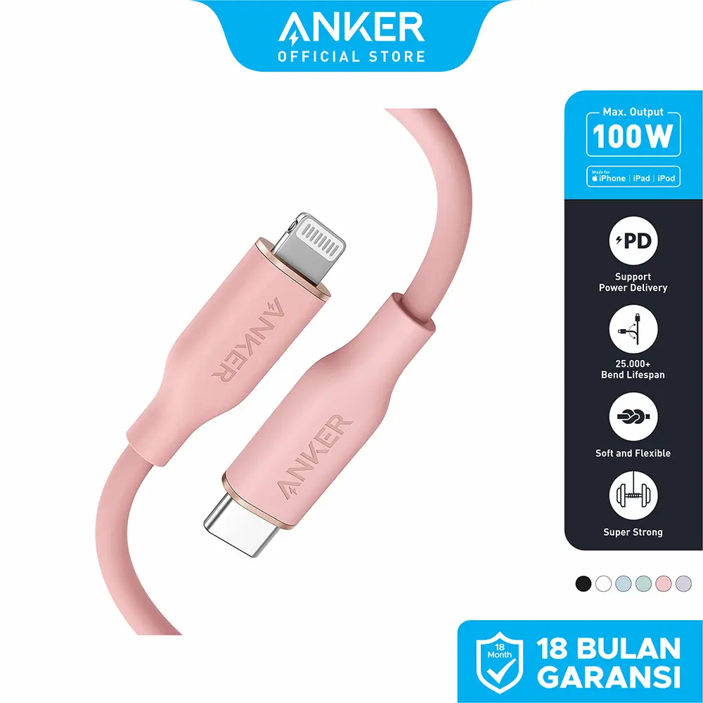 Anker Kabel Charger Powerline III Flow Type C to Lightning 3ft - A8662