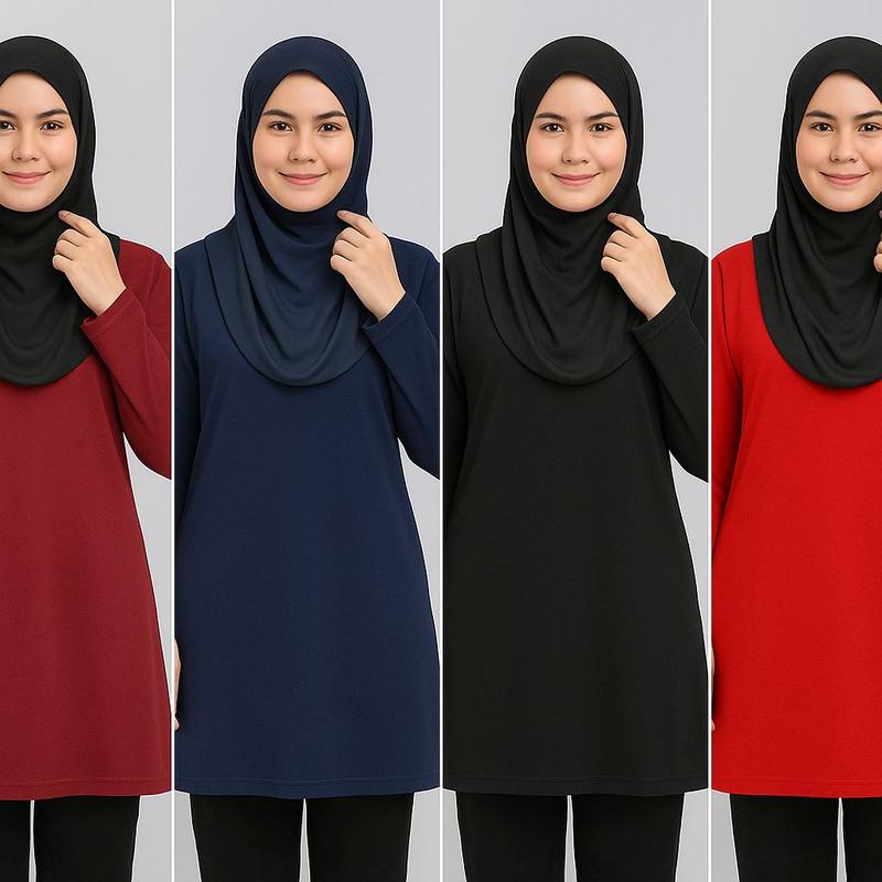 ROUNDNECK BAJU MUSLIMAH BASIC 100% PREMIUM COTTON 175GSM XS TO - TikTok ...