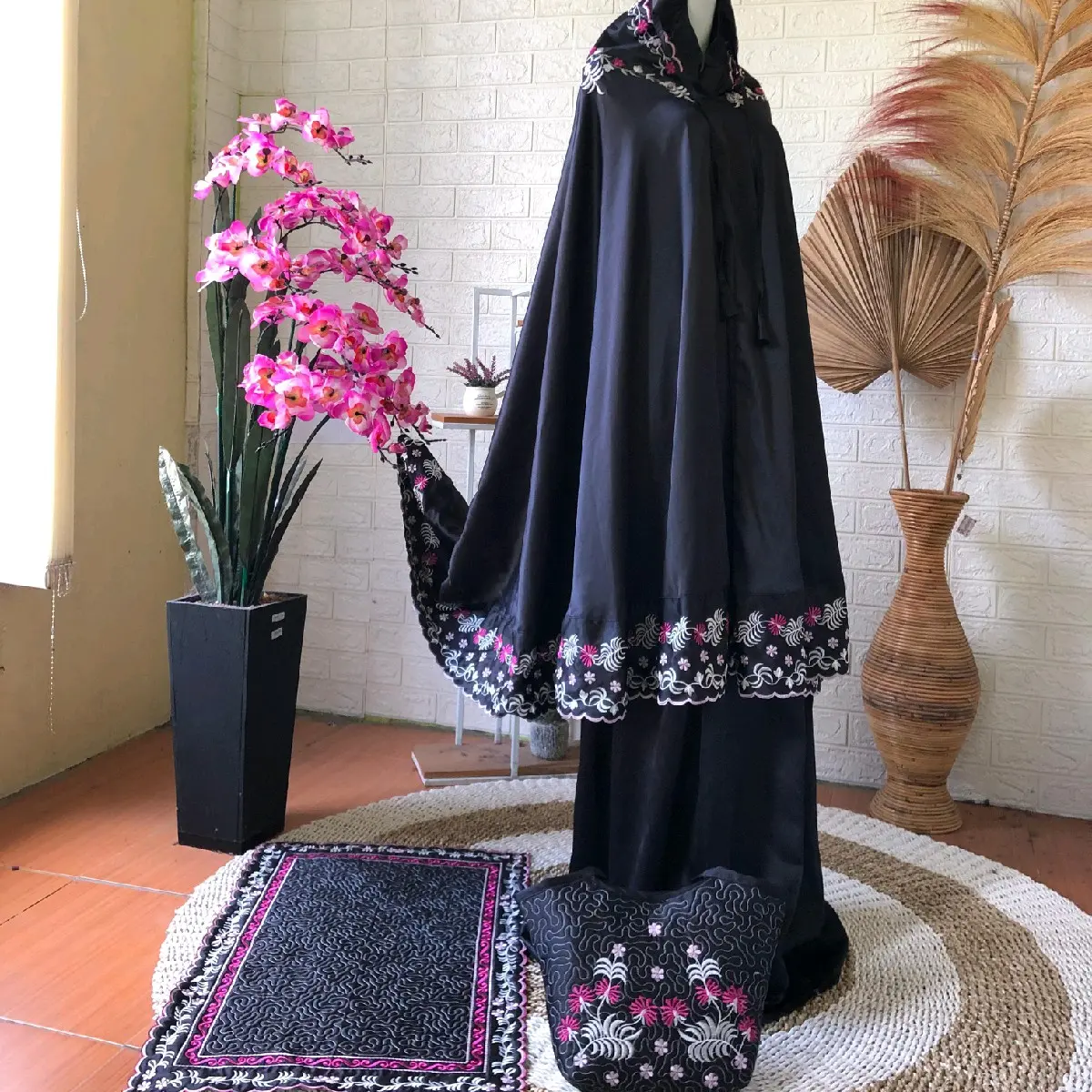 (FREE TASBIH & SEJADAH) MUKENA BORDIR DEWASA MODEL KEPALA KHADIJAH BAHAN VELVET PREMIUM  Renda  Mewah