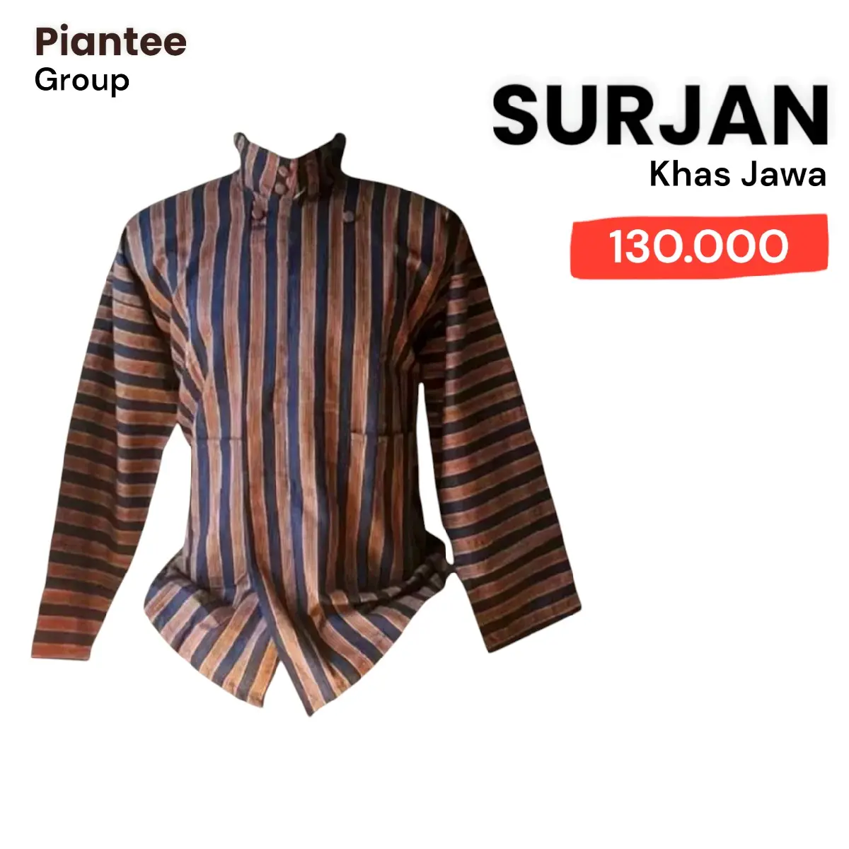 Surjan Baju Adat Jawa Pria Dewasa - Motif Solo Jogja Garis-Garis Katun Rajut Remaja