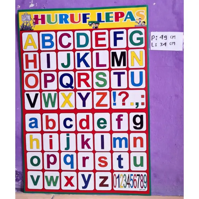Poster (ECER)/poster dinding edukasi pengenalan huruf/poster buah/poster alif ba ta/tempelan abc 1