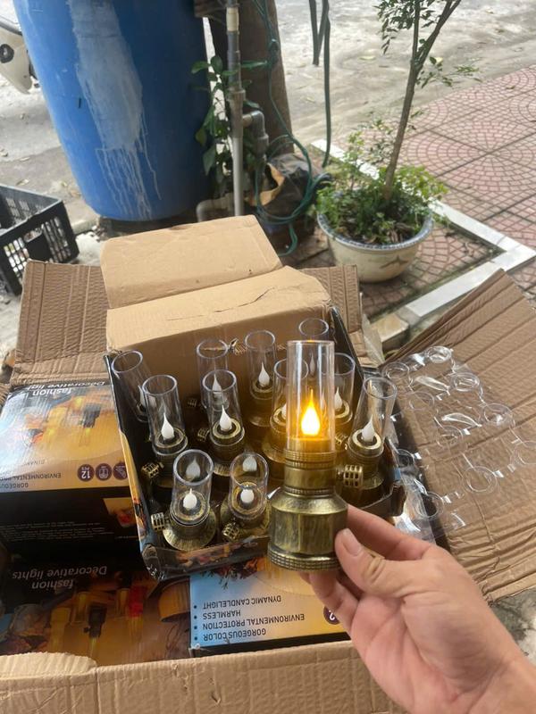    Combo 2  Đèn Dầu Thờ Cúng Phong Thuỷ Dùng Pin - Đèn Thờ Không Khói Dùng Trang Trí Bàn Thờ 