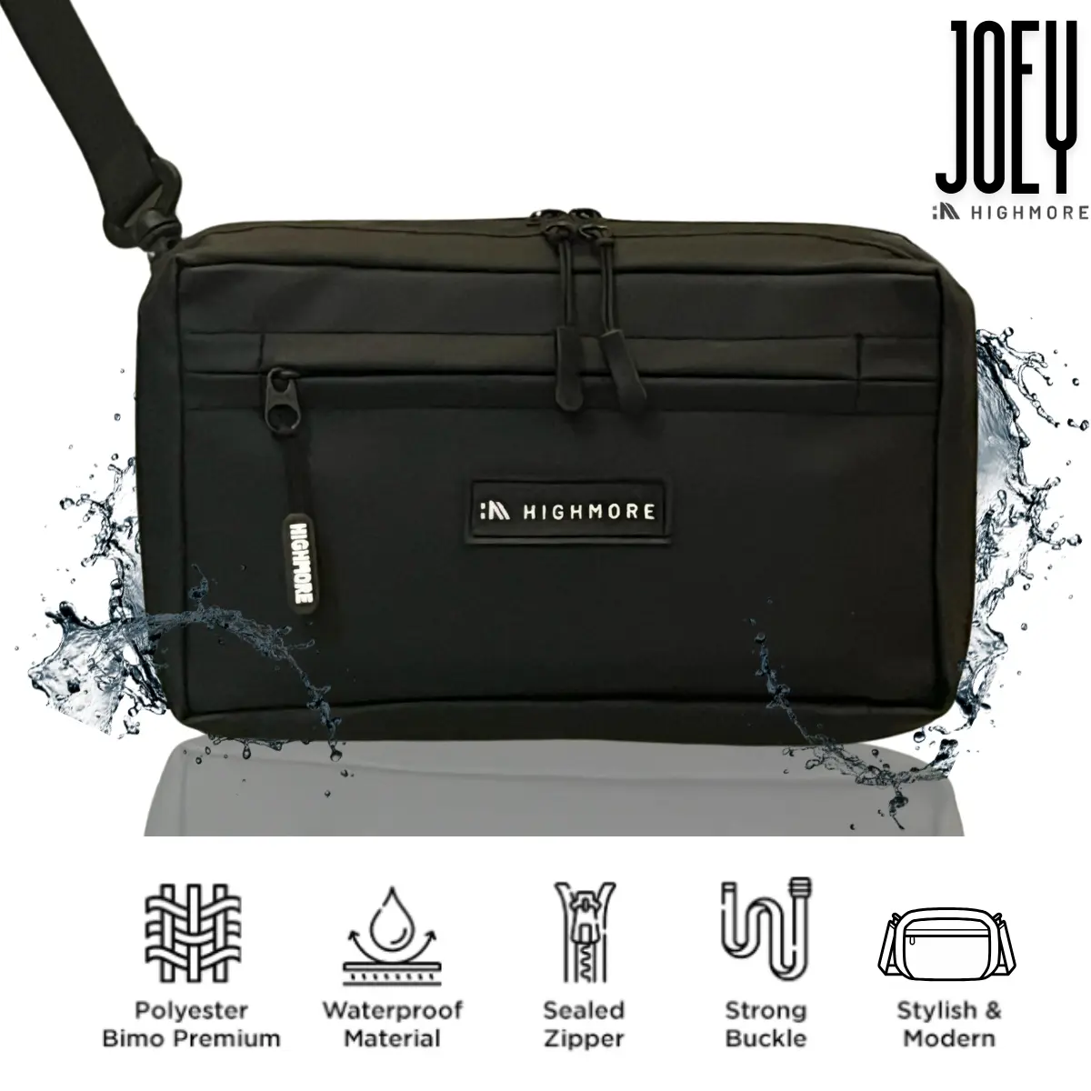 Tas Selempang Pria Highmore JOEY Premium Waterproof - Cowok, Slingbag - Minimalis dan Simple