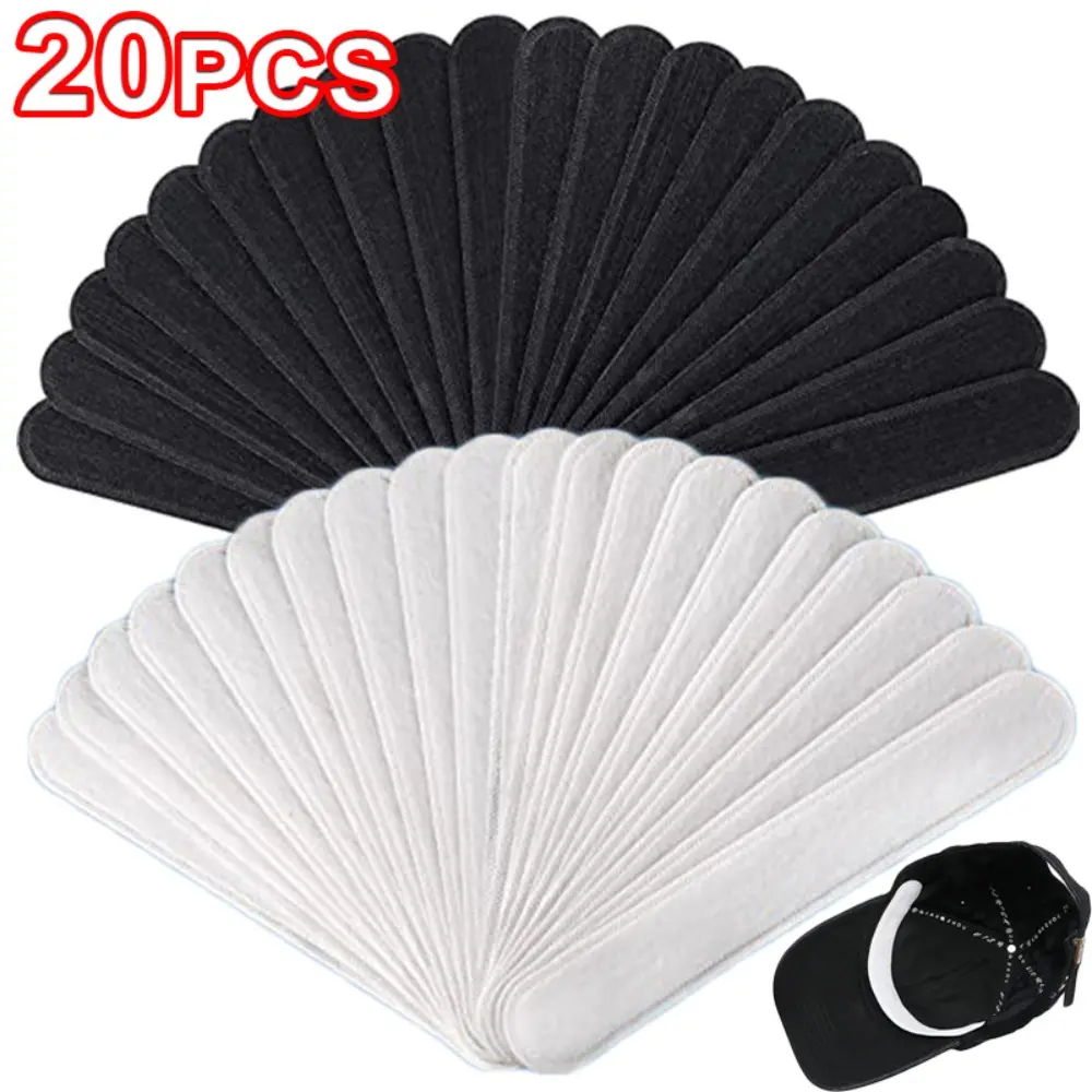 20pcs Baseball Cap Sweat Absorb Sweatband Anti-Dirty Invisible Hat Size Reducer Strip Hat Liner Pads Sweat Absorber Liner Pads Hat Invisible Sweat Liner