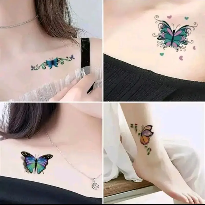 Sticker Stiker Tato Temporer Tubuh 10000 Dapat 5 Lembar Tahan Air Anti Air Sementara Tatto Wanita Temporary Kering Tatto Kupu Kupu Bunga Tulisan Aestethic 1