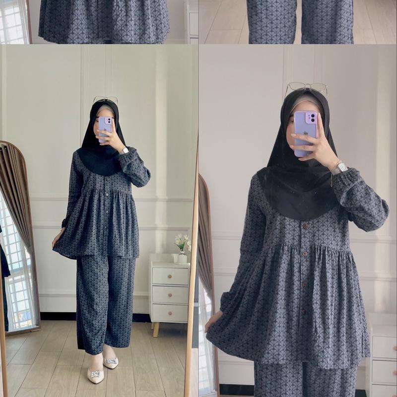 ONE SET PIYAMA RAYON VISCOSE / PIYAMA RAYON PREMIUM / PIYAMA KOMBINASI / PIYAMA MOTIF ADA SIZE S M L XL Setelan 9