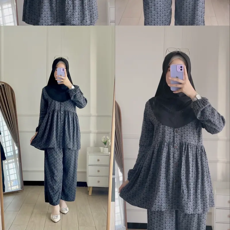 ONE SET PIYAMA RAYON VISCOSE / PIYAMA RAYON PREMIUM / PIYAMA KOMBINASI / PIYAMA MOTIF ADA SIZE S M L XL Setelan 8