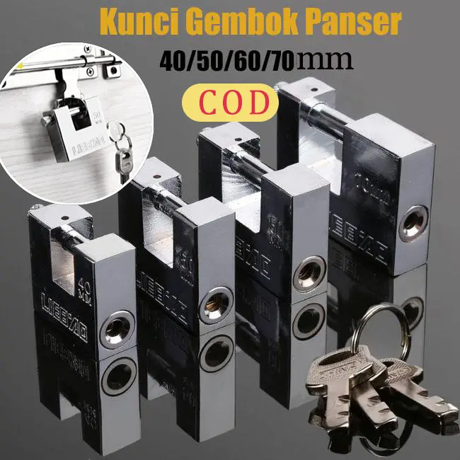 Kunci Gembok Panser Anti Maling 40/50/60/70mm Steel Jumbo 1 Kilo untuk Rumah Toko Gudang Gerbang COD