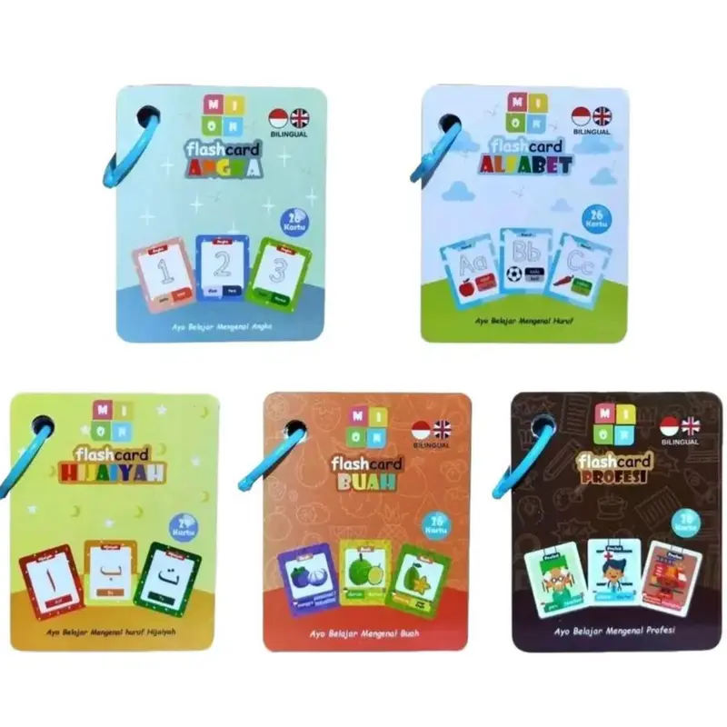 Flashcard Ring Flash Card Huruf Alfabet Angka Belajar Membaca Huruf Hijaiyah Kartu Toys 0