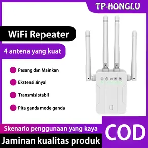 TP-HONGLU,WiFi Repeater 2025,Penguat sinyal jaringan baru, repeater dengan port jaringan ganda dan empat antena, koneksi stabil dan cepat, sinyal menembus dinding, plug and play, pengoperasian mudah, dan berlaku untuk banyak skenario