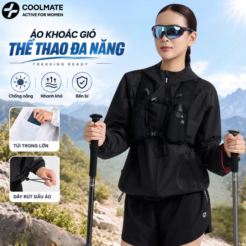 Áo khoác gió thể thao trekking, tập luyện nữ regular UPF50 ngăn chặn 99% tia UV thoảng khí, độ bền cao - Coolmate Women