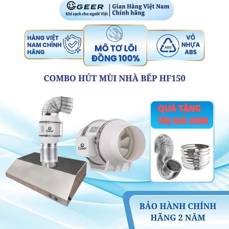 Máy Hút Mùi Bếp Chính Hãng HF150 75W Hút Khói Mùi Bếp Hiệu Quả Chạy Êm. Kèm Máng hút khói Inox 70x40x12cm tặng kèm bóng den - Tặng Ống Bạc & Đai Xiết - Siêu Rẻ