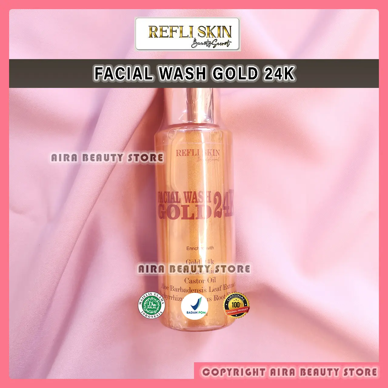 Facial Wash Whitening Gold 24K Mencerahkan, Memutihkan, dan Memudarkan Noda Hitam di Muka Original Refliskin | Sabun Gold Refli Skin