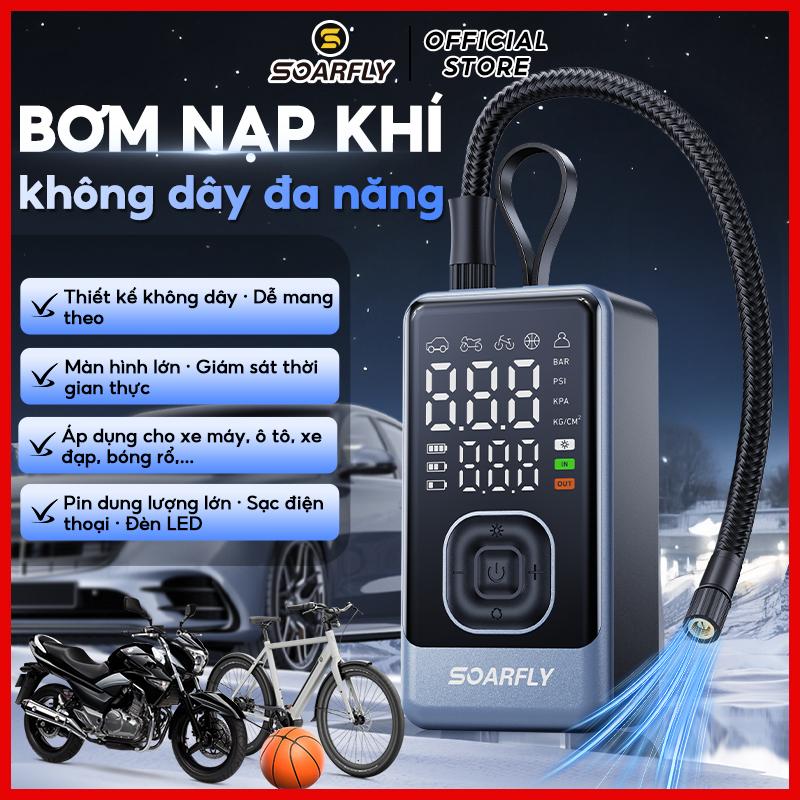  SOARFLY Máy Bơm Lốp Ô Tô Cầm Tay Bơm Nhanh Tự Động Ngắt Màn Hình LED 4000mAh Không Dây Dễ Mang Theo Cho Ô Tô Xe Đạp & Bóng Thể Thao 