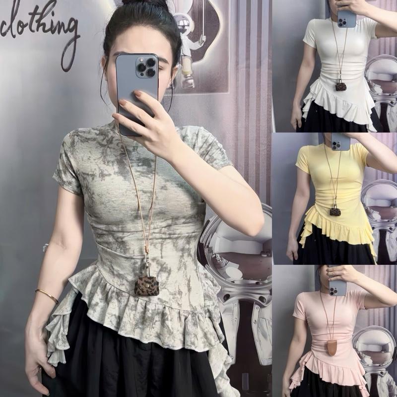  Size từ xs-2xl Áo cổ tròn nhún eo tua rua chất thun borip mềm mại 